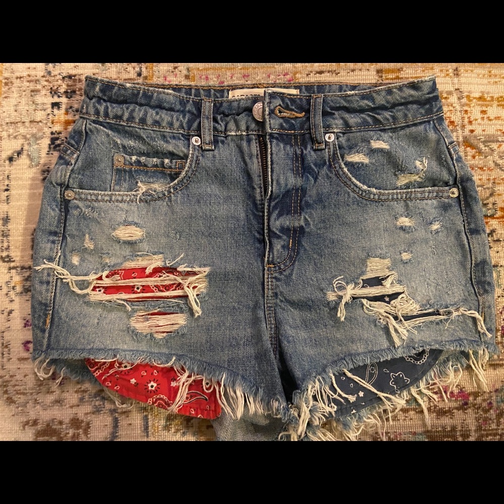 Distressed high rise Jean shorts